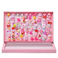 Wodasi 100 Piezas Anillos de Dibujos Animados- Anillos para Niñas Pequeñas- Anillos Niña- Princesa Joyas Anillos de Dedo…